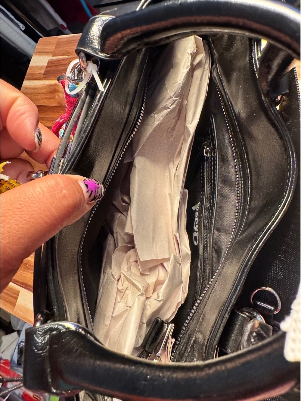 Madden NYC 2360 Black Patent Satchel Crossbody Bag Colorful Charms NWT - Picture 8 of 8